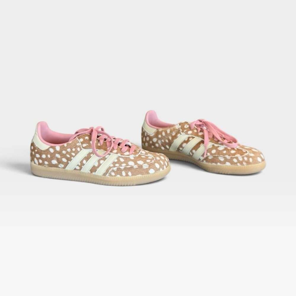 adidas Originals Samba OG Deer Print Sneakers Pink Laces | Size Women's 7.5